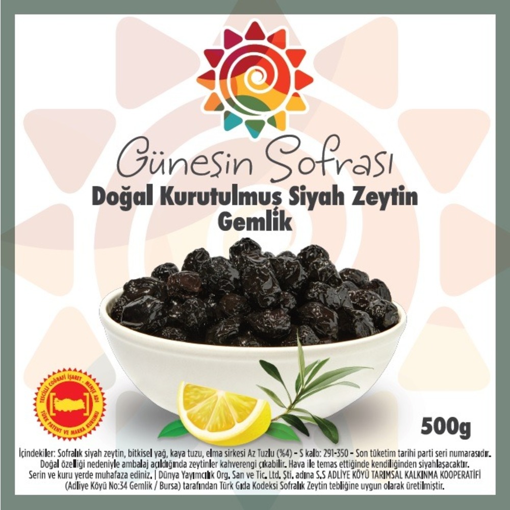 GEMLİK DOĞAL KURUTULMUŞ TUZSUZ SİYAH ZEYTİN - Görsel 2
